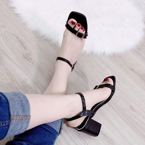 Giày Sandal Gót Vuông G488 Màu đen 